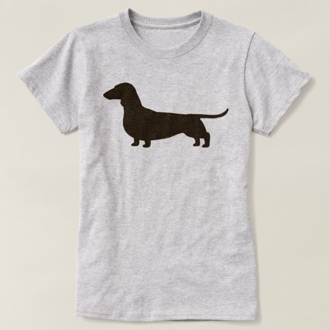 Glatte behaarte Dackel-HundeSilhouette der T-Shirt (Design vorne)