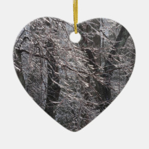 Glatte eisige Wald im Morgenlicht I Keramik Ornament