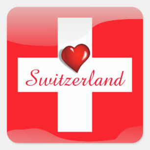 Glatte Flagge der Schweiz Quadratischer Aufkleber