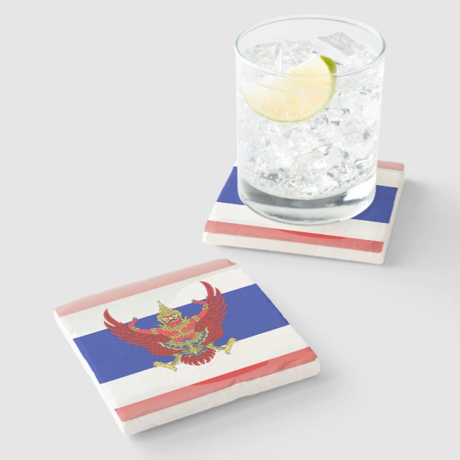 Glatte Flagge Thailands Steinuntersetzer (Seitenansicht)