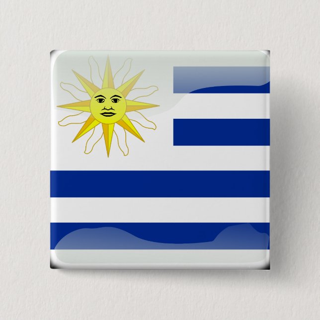 Glatte Flagge Uruguays Button (Vorderseite)