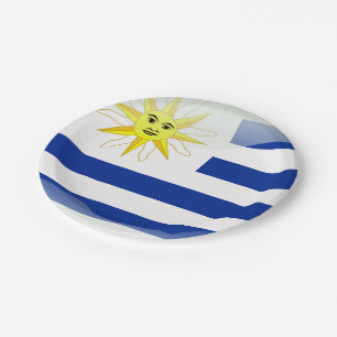 Glatte Flagge Uruguays Pappteller