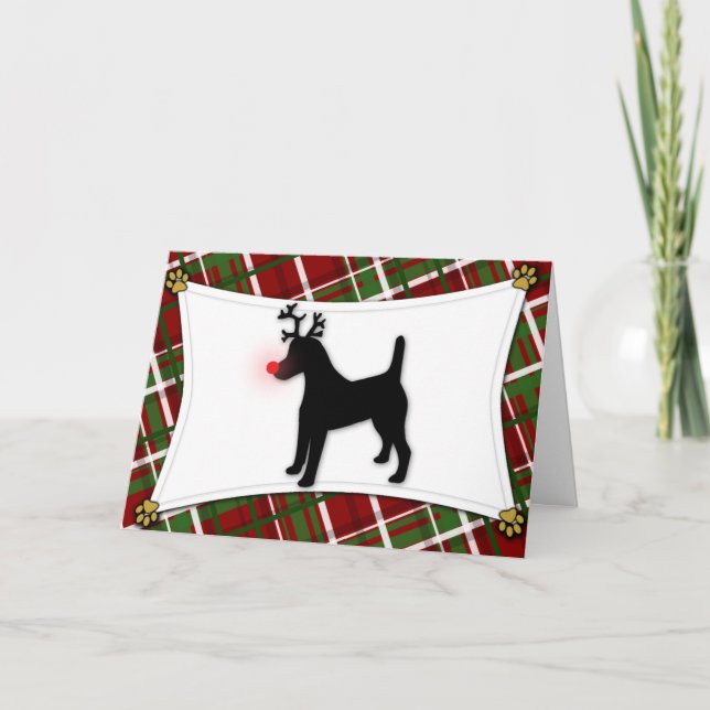 Glatte Foxterrier-Ren-Weihnachtskarte Feiertagskarte (Vorderseite)