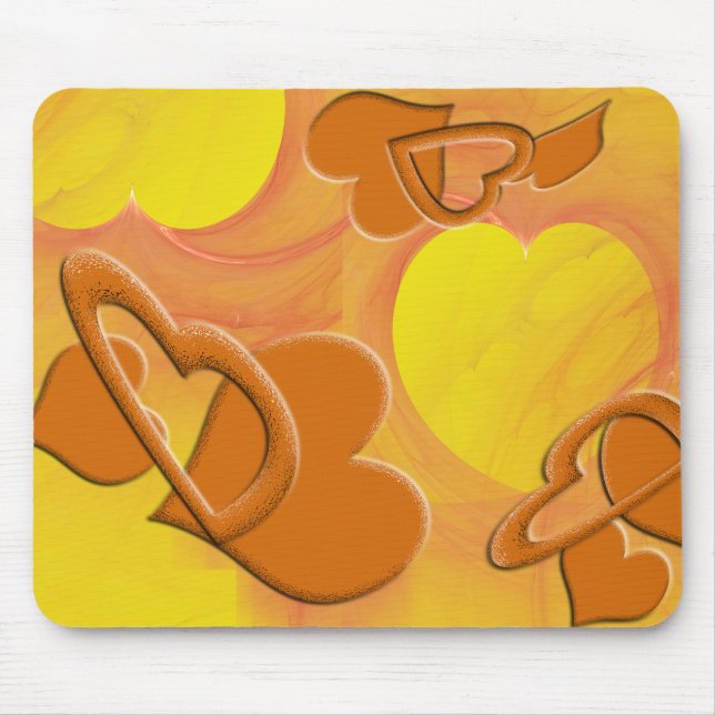 Glatte gelbe und orange Herzen Mousepad (Vorne)