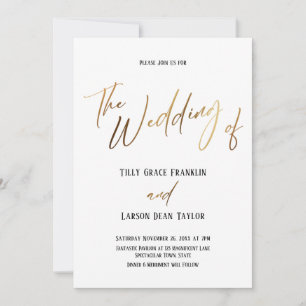 Glatte Gold Handschrift einfach das Hochzeitsgefüh Einladung