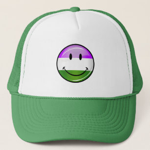 Glatte lächelnde Genderqueer Flagge Truckerkappe