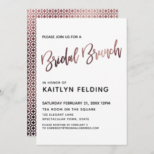 Glatte Rose Gold Ombre Bridal Brunch Typografie Einladung