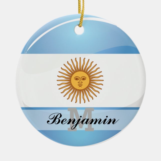 Glatte runde Argentinien-Flagge Keramikornament (Vorne)
