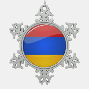 Glatte runde Armenien-Flagge Schneeflocken Zinn-Ornament