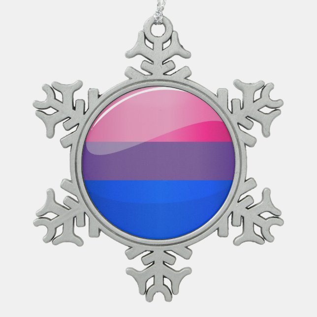 Glatte runde Bisexuality-Flagge Schneeflocken Zinn-Ornament (Vorderseite)