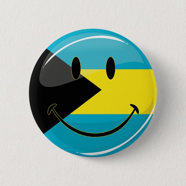 Glatte runde lächelnde Bahamain Flagge Button (Vorderseite)