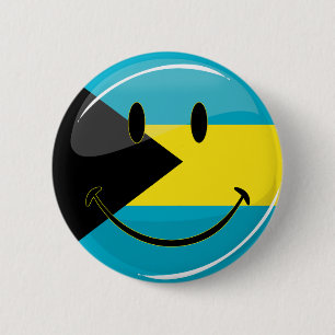Glatte runde lächelnde Bahamain Flagge Button