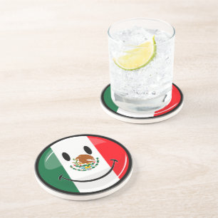 Glatte runde lächelnde mexikanische Flagge Untersetzer