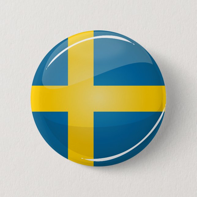 Glatte runde schwedische Flagge Button (Vorderseite)