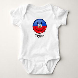 Glatte Runden-lächelnde haitianische Flagge Baby Strampler