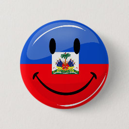 Glatte Runden-lächelnde haitianische Flagge Button