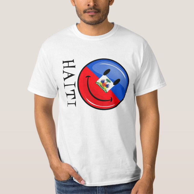 Glatte Runden-lächelnde haitianische Flagge T-Shirt (Vorderseite)