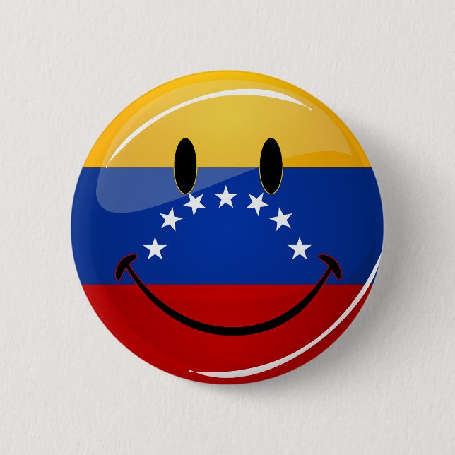 Glatte Runden-lächelnde venezolanische Flagge Button (Vorderseite)