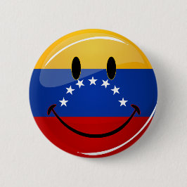 Glatte Runden-lächelnde venezolanische Flagge Button