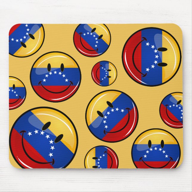 Glatte Runden-lächelnde venezolanische Flagge Mousepad (Vorne)