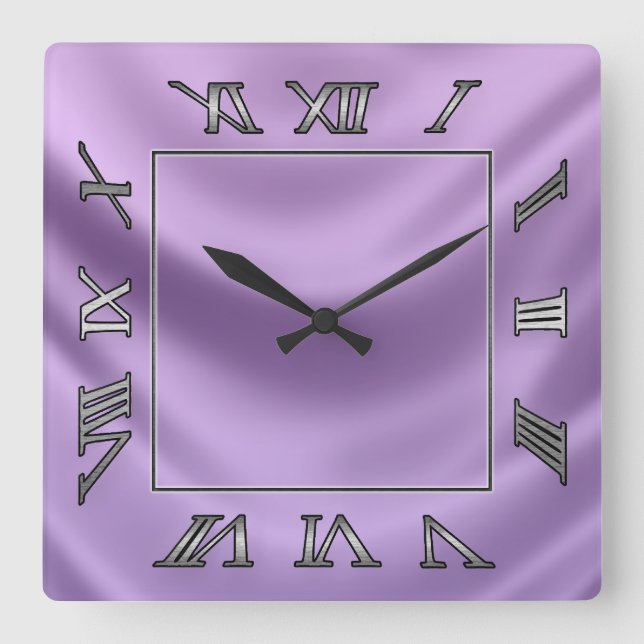 glatte Seide - lila Quadratische Wanduhr (Vorderseite)