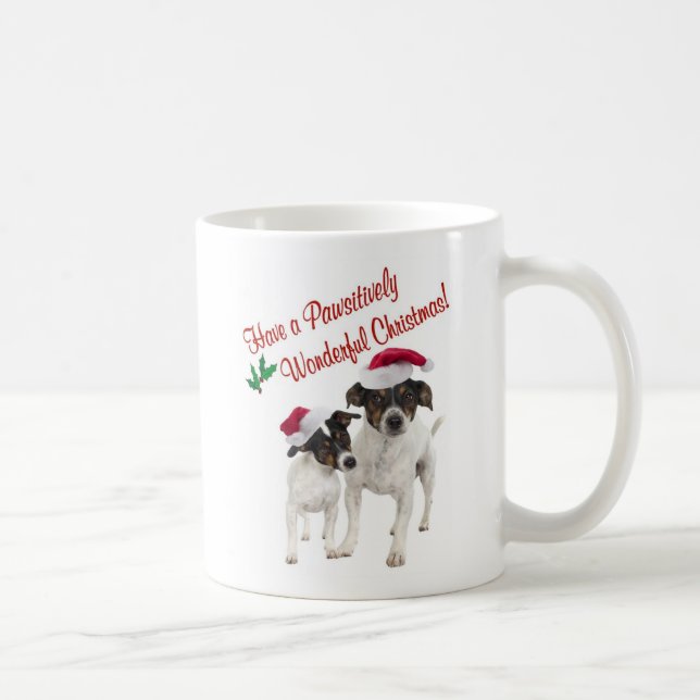 Glatte Spielzeug-Foxterrier-Weihnachtswünsche Kaffeetasse (Rechts)
