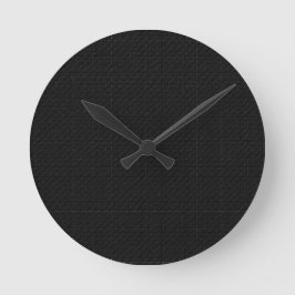 Glatte Stealth-Schwarz-Kohlenstoff-Mikro-Tech-Text Runde Wanduhr