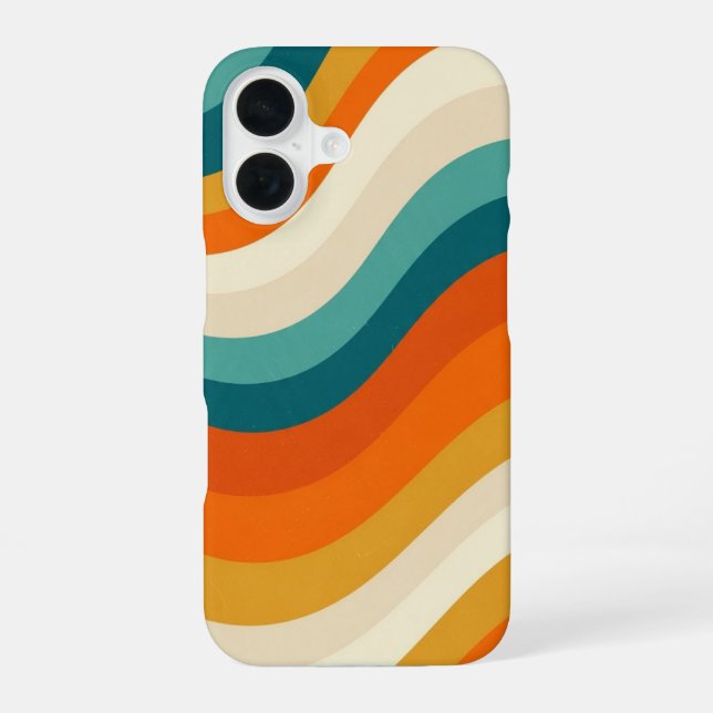 Glatte, wellige Retro-Schichten iPhone 16 Hülle (Rückseite)