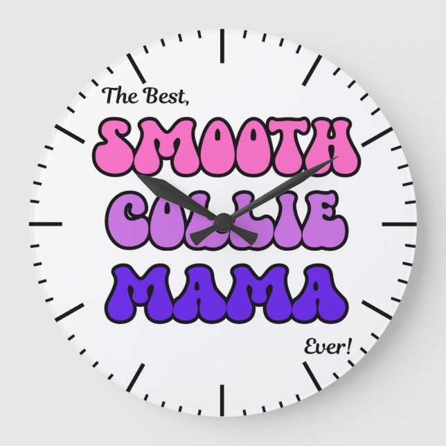 Glatter Collie-Mama-Uhr Große Wanduhr (Vorderseite)