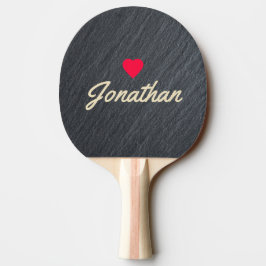 Glatter dunkler Granit Vintage Herz Signatur Tischtennis Schläger