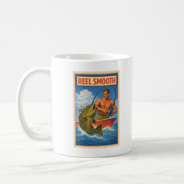 Glatter Fischermann Retro-Nautik-Zackenbarsch-Fisc Kaffeetasse (Links)