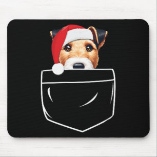 Glätter Fox Terrier Hund Weihnachtsmannmütze Weihn Mousepad
