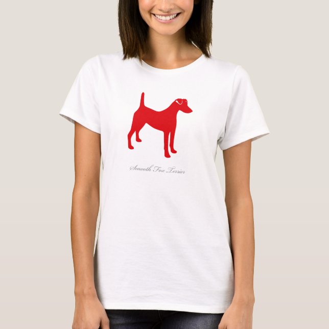 Glatter Fox-Terrier-T - Shirt (rote Silhouette) (Vorderseite)