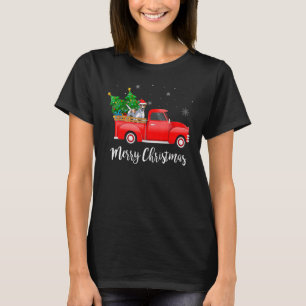 Glatter Foxterrier Roter LKW Weihnachtsbaum Xmas D T-Shirt