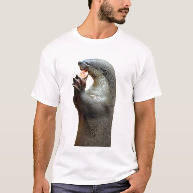 Glatter überzogener Otter, der Fische isst T-Shirt (Vorderseite)