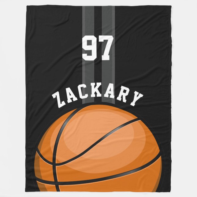 Glattes Basketball-Schwarzes Fleecedecke (Vorderseite)