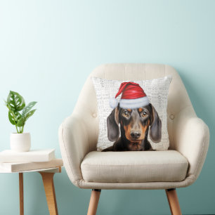 Glattes Fell Dachshund Weihnachten für Hunde Liebh Kissen