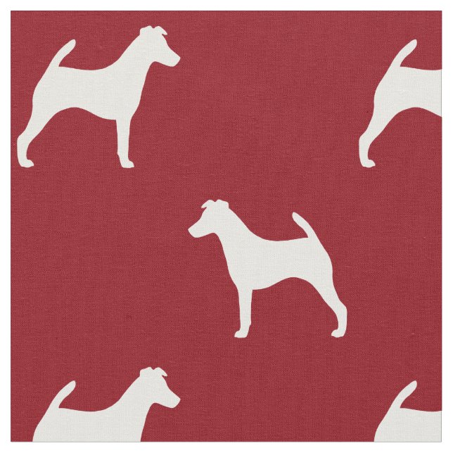 Glattes Fox-Terrier-Silhouette-Muster-Rot Stoff (Nahaufnahme)