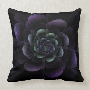 Glattes lila schwarzes Blumen Kissen