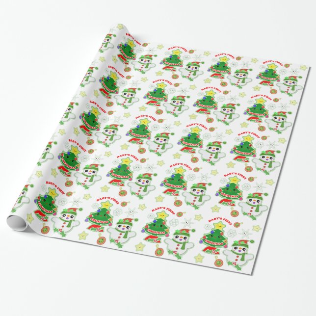 Glattes Packpapier des Babys erstes Weihnachts (Ungerollt)