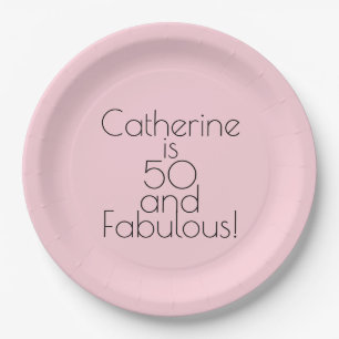 Glattes Rosa "50 und fabelhafte!" Pappteller