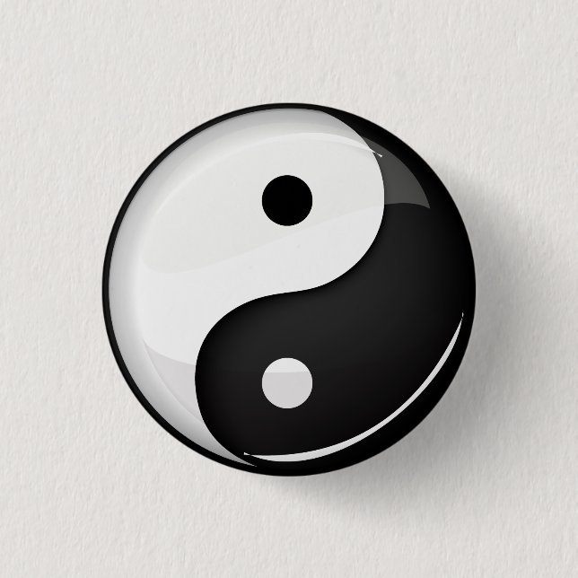 Glattes rundes Yin Yang Symbol Button (Vorderseite)