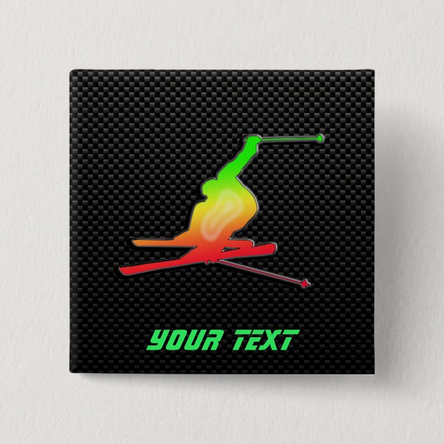 Glattes Schnee-Skifahren Button (Vorderseite)