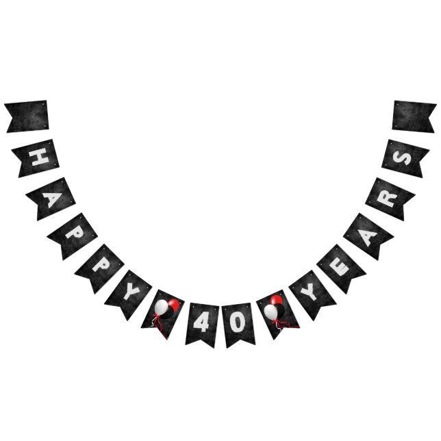 Glattleder und Ballons zum 40. Geburtstag Party Wimpelkette (Alle)
