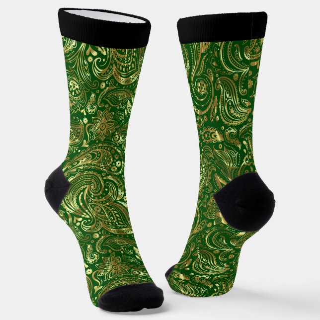 Glattledermuster und Vintage Blumenpaisley Socken (Gewinkelt)