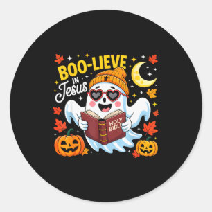 Glaub an Jesus Geist Christliches Halloween Lustig Runder Aufkleber