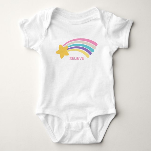 Glaub Regenbogen  Baby Strampler (Vorderseite)