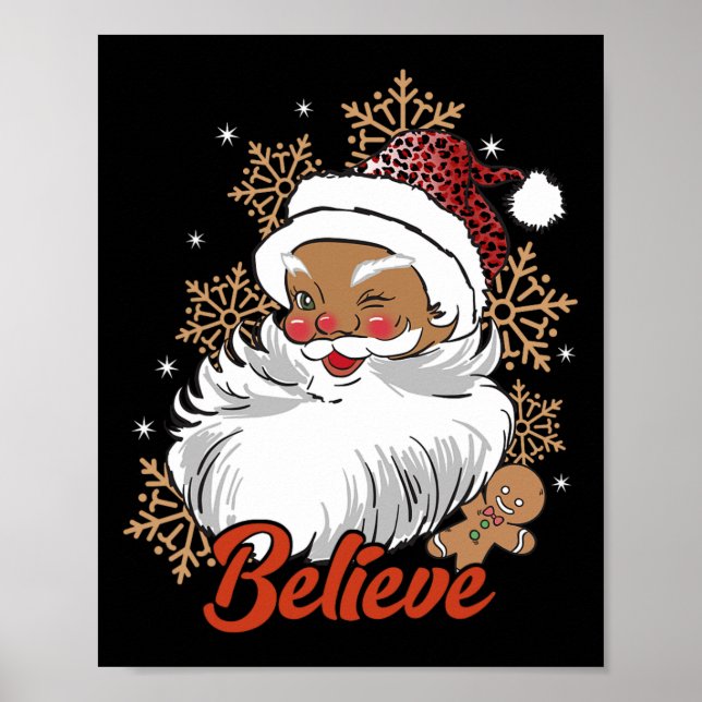 Glaube Afro Santa African American Christmas Blac Poster (Vorne)