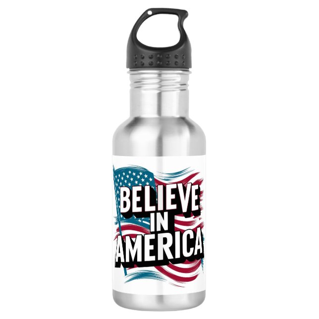 "Glaube an Amerika Inspiration Wasser Flasche" Edelstahlflasche (Vorderseite)