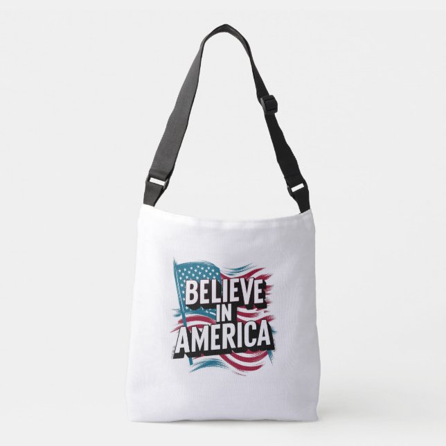 "Glaube an Amerika Patriotic Tote Bag" Tragetaschen Mit Langen Trägern (Vorderseite)